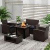 WestinTrends 4 Piece Conversation Outdoor Patio Sofa Set with Square Fire Pit Table - 2 of 4