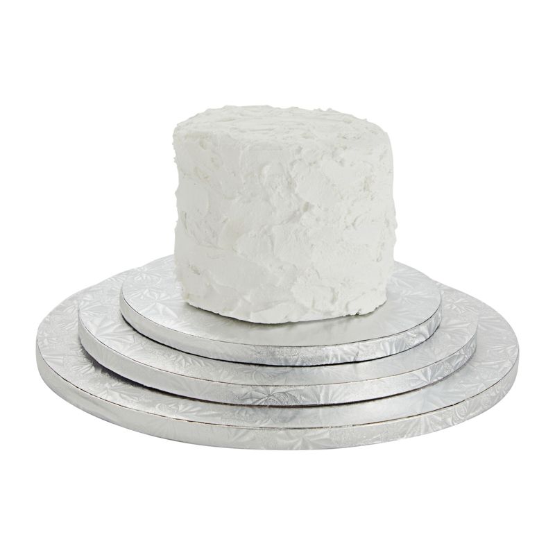 Juvale Set of 6 Silver Cake Drums, 8, 10 and 12 Inch Round Boards for Baking (2 of Each Size), 3 of 9