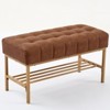 PAGED Ottoman Bench with Shoe Rack Modern Linen Ottoman with Metal Legs, End of Bed Bench for Living Room, Bedroom, Entryway, Load 300 lb - 3 of 4