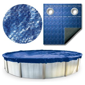 Swimline Hydrotools Supreme Guard Heavy Duty Winter Pool Cover for 16 Ft Above Ground Swimming Pools, Round Design, Blue/Black - 1 of 4
