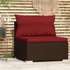 vidaXL Patio Sectional Sofa Outdoor Modular Sofa Chair with Cushions PE Rattan - Brown and Cinnamon Red - 2 of 4