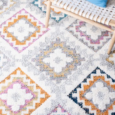 Moroccan Fringe Multicolor Synthetic Shag Area Rug