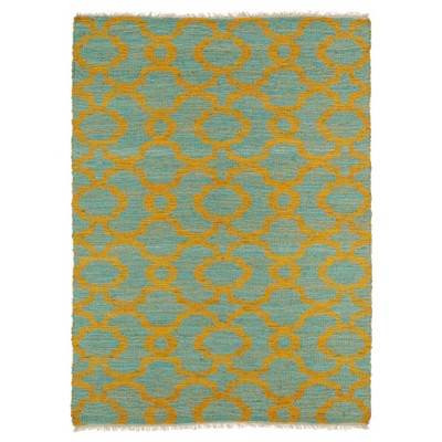 LunaLulinlk Turquoise Casual, Contemporary, Modern, Textured Loop Pile 5' x 7'9" Rectangle Area Rug