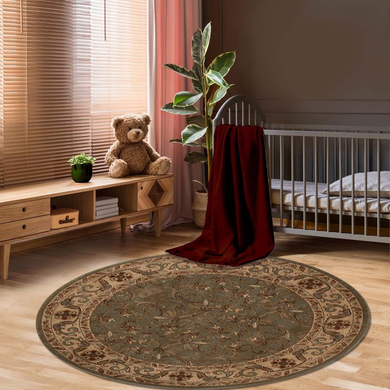 Traditional Floral Scroll Indoor Runner or Area Rug by Blue Nile Mills, 2 of 7