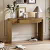 ModernLuxe Natural Wood Grain Entryway Console Table, Oval Top Sofa Table with Fluted Design & 2 Drawers for Living Room/Hallway - 2 of 4