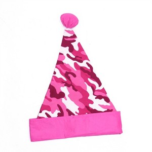 Northlight Pink and Black Leopard Print  Adult Christmas Santa Hat Costume Accessory - One Size - 1 of 3