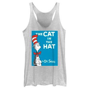 Women's Dr. Seuss Cat in the Hat Book Cover Racerback Tank Top - 1 of 4