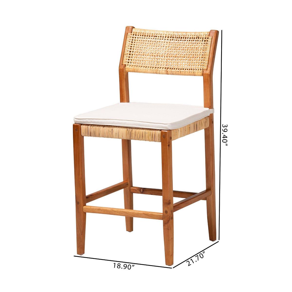 bali & pari Chatura Natural Rattan and Mahogany Wood 2  Piece Counter Stool Set Light Honey/Honey - thumbnail 6