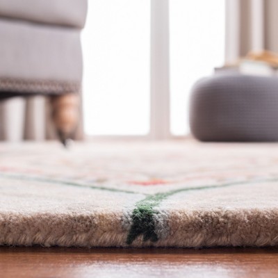 Hand-Tufted Blue and Beige Wool Floral Area Rug, 5' x 8'