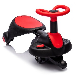 FONTOI Kids Ride On Wiggle Car, Retractable, Steering Wheel Rotates 360°, for Kids Aged 3+, Red, 28.35"*12.99"*15.94" - 1 of 4