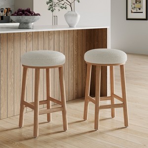 Christopher Knight Home Patsy Modern Minimalist Rubberwood Upholstered Counter Stools (Set of 2) - 1 of 4