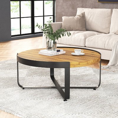 Christopher Knight Home Corona Outdoor 31.5" Acacia Wood and Iron Coffee Table