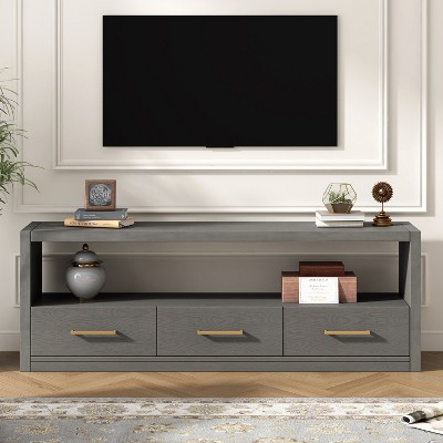 Sapphtopaz Modern TV Stand for TVs Up to 79" Storage Cabinet with 3 Drawers TV Console with Large Open Shelf Table for Living Room, Entryway