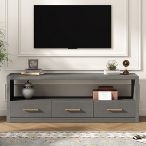 Sapphtopaz Modern TV Stand for TVs Up to 79" Storage Cabinet with 3 Drawers TV Console with Large Open Shelf Table for Living Room, Entryway - 1 of 4