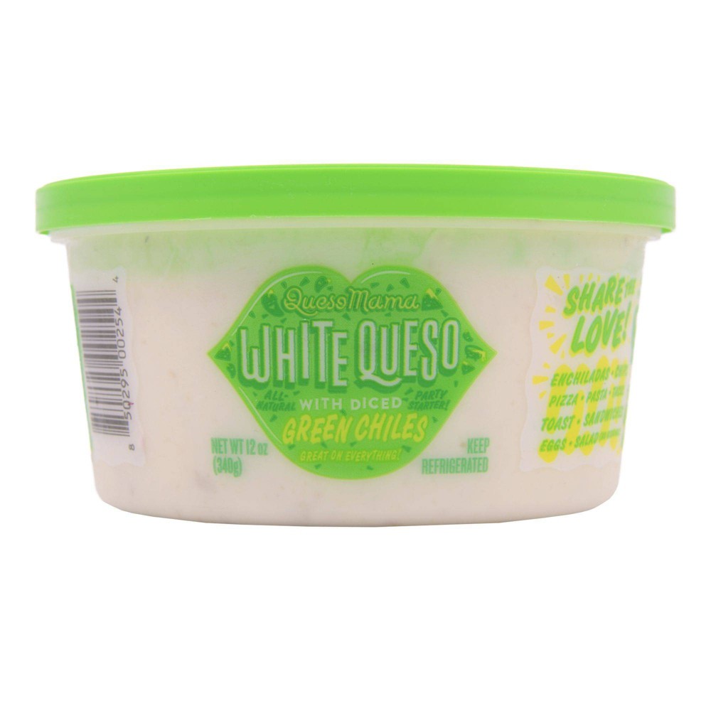 Queso Mama White Queso with Diced Green Chilies - 12oz