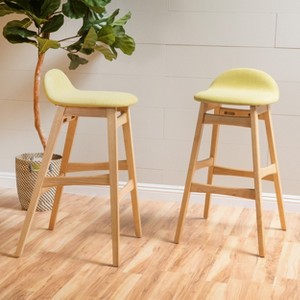 GDFStudio Tenley Mid-Century Modern Upholstered 30.5 Inch Barstools with Rubberwood Legs (Set of 2) - 1 of 4