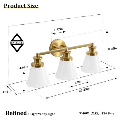 KAISITE Modern Vanity Light with Opal Glass Shade
