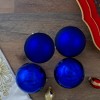 Northlight 2-Finish Glass Christmas Ball Ornaments - 4" (100mm) - Royal Blue - 4ct - 2 of 4