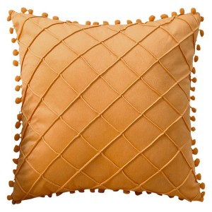 REGALWOVEN Geometry Velvet Couch Throw Pillow Covers with Pom-poms for Farmhouse Home Decor 1 Pc - 1 of 4
