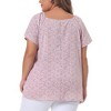 Agnes Orinda Women's Plus Size Floral Short Sleeve Beach Square Hollow Tassel Tie Neck Peasant Tops - 4 of 4
