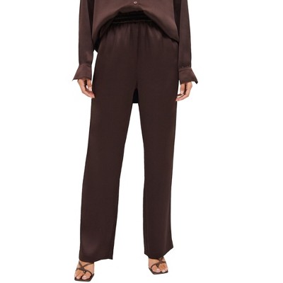 ellos Plus Size Satin Wide Leg Pull-On Pant