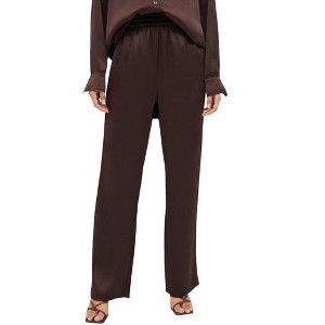 ellos Women's Plus Size Satin Wide Leg Pull-On Pant - 1 of 4
