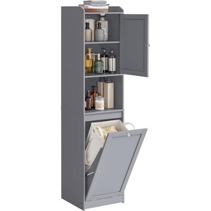 Dcolora Tall Bathroom Cabinet with Laundry Basket, Removable Laundry Basket with Handles, Compartment with Door - 1 of 4