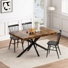 70.86" Vintage Rectangular Extendable Dining Table with Antique Wood Top and Black Embossed Panel - 3 of 4