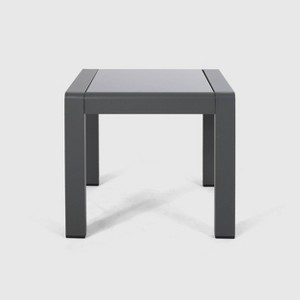 Cape Coral Aluminum Patio Side Table Gray - Christopher Knight Home: Frosted Glass, Weather-Resistant - 1 of 4