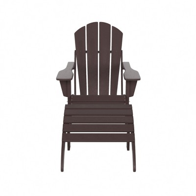 WestinTrends Malibu HDPE Outdoor Patio Folding Poly Adirondack Chair with Ottoman (2-Piece Set)