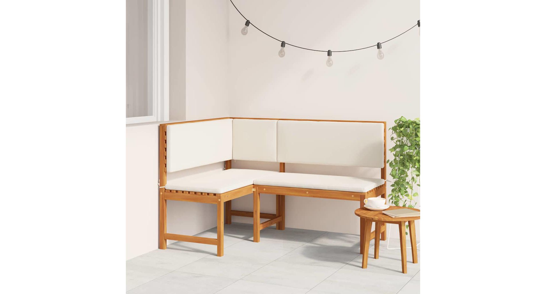 Garden Corner Bench Brown 140 x 100 x 91cm Solid Acacia wood vidaXL