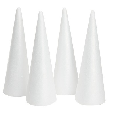Juvale 4 Pack Craft Foam - Foam Cones For Crafts, Trees, Holiday