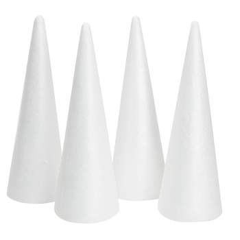 Juvale 4 Pack Craft Foam - Foam Cones for Crafts, Trees, Holiday Gnomes, Christmas Decorations, DIY Art Projects (13.5x5.5 In)