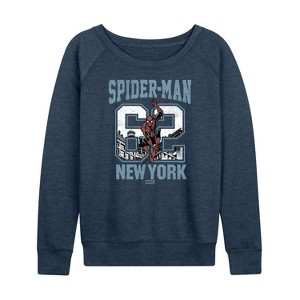 Women's - Marvel - Spider-man 62 New York Lightweight French Terry Wide Neck Long Sleeve Shirt - 1 of 4