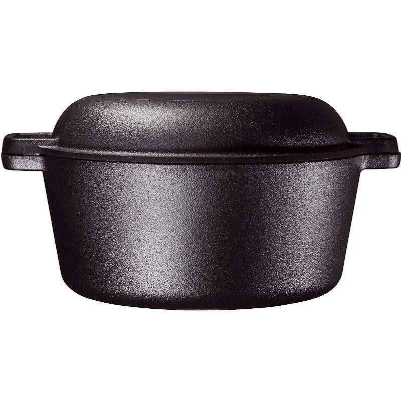 Bruntmor Black 2-in-1 Enamel Cast Iron Dutch Oven & Skillet Set | All-in-One Cookware for Induction, Electric, Gas, Stovetop & Oven, 3 of 5