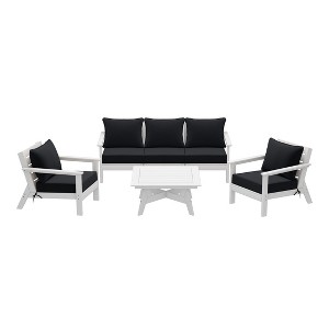 WestinTrends Avalon Outdoor 6-Piece Modular Sectional Patio Furniture Sofa Set, White/Black - 1 of 4
