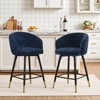 Bekrvio Swivel Counter Height Bar Stools Set of 2, 26" Modern Upholstered Barstools with Barrel Arms & Backs, Bar Stools for Kitchen Island - 4 of 4