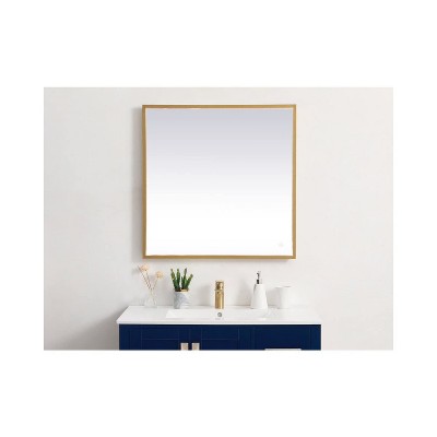 Elegant Brass Rectangular LED Mirror with Adjustable Color Temperature