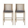 GDFStudio Oneida Rustic Fabric Upholstered Wood and Cane 30 inch Barstools (Set of 2) - 2 of 4
