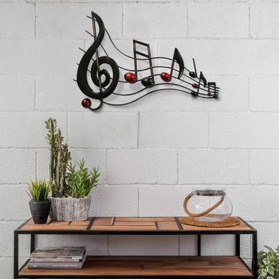 Royal Hampton 26 Inch Handmade Metal Wall Mount Accent Decor with Musical Notes and Treble Clef