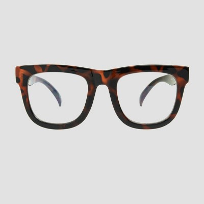 Men's Oversized Tortoise Shell Print Square Blue Light Filtering Glasses - Original Use™ Brown