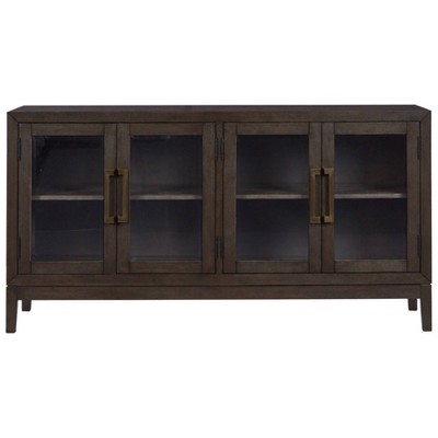 Burkhaus Dark Brown Oak Dining Server with Glass Doors