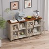 Elegant 59.45" 4-Door Antique Cabinet with Tempered Glass Doors, for Dining, Living Room, Hallway - 3 of 4