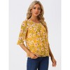 INSPIRE CHIC Women's Round Neck Ruffle 3/4 Sleeve Floral Print Chiffon Blouse - 2 of 4