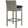 Modway Conduit Outdoor Patio Wicker Rattan Bar Stool - Light Gray Navy - 3 of 3
