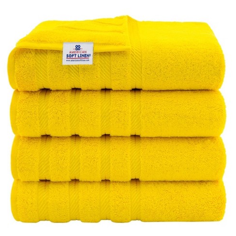American Soft Linen 4 Pack Bath Towel Set, 100% Cotton, 27 Inch By 54 Inch Bath  Towels For Bathroom, Yellow : Target