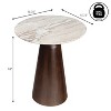 JONATHAN Y Kaito 18" Rustic Minimalist Round Marble/Wood Accent Table - 4 of 4