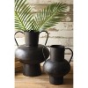 Waxed Black Metal Urns with Handles – 14.5"H Decorative Contemporary Vessels, Set of Two by Kalalou - 2 of 2