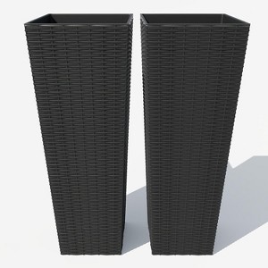 24" & 32" Decorative Planter Pots with 4 Drainage Holes, Large Tall Planter for Patio, Backyard, Home Garden, Black - 1 of 4
