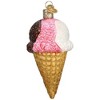 Old World Christmas Blown Glass Ornament for Christmas Tree, Neapolitan Ice Cream Cone - 2 of 4
